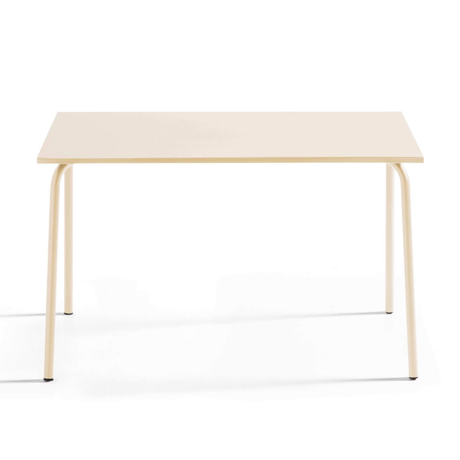 Tavolo da giardino rettangolare 120 x 70 cm e 4 sedie con braccioli in metallo