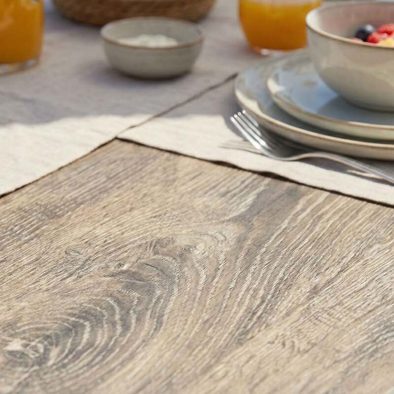 Tavolo da giardino in alluminio e ceramica effetto legno per 8 persone 201x100 cm (3/8)