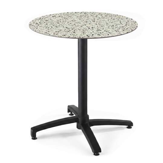 Tavolo da giardino bistrot rotondo reclinabile in alluminio nero e HPL per 4 persone Ø60 cm | Oviala