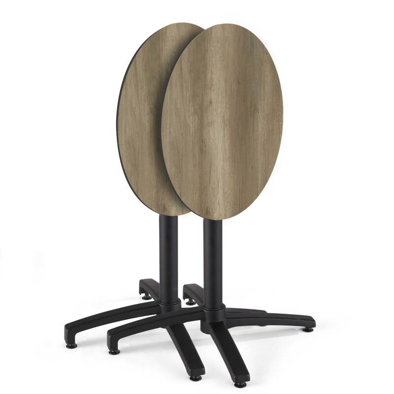 Tavolo da giardino bistrot rotondo reclinabile in alluminio nero e HPL per 4 persone Ø60 cm