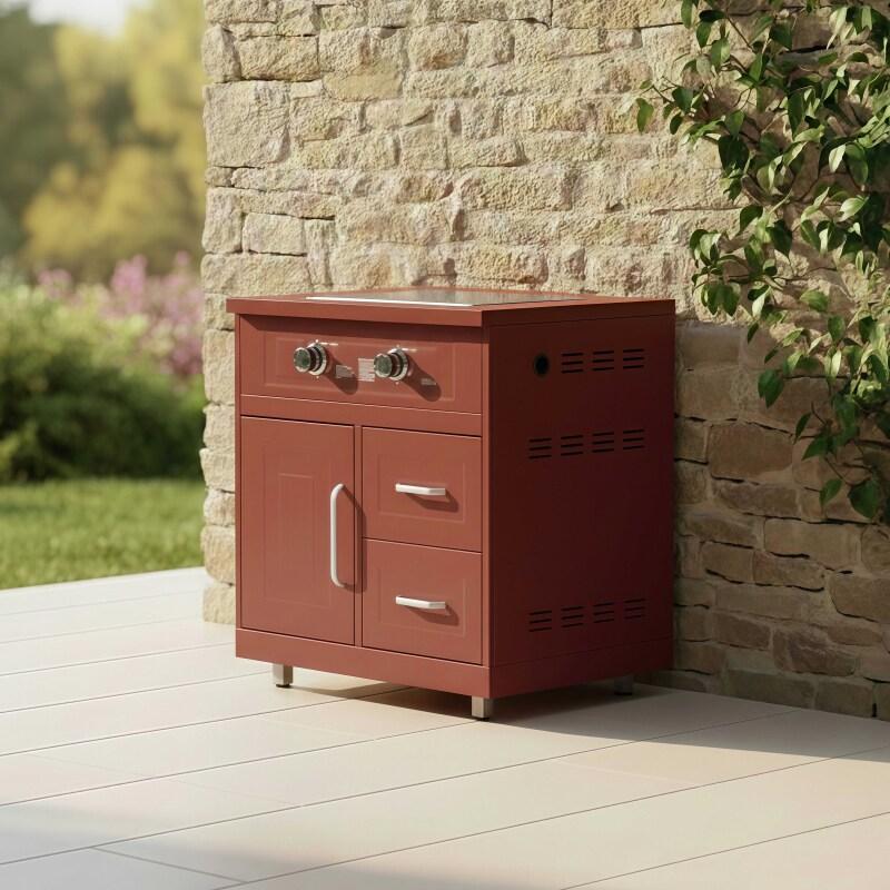 Cucina a gas da esterno in acciaio con 2 bruciatori