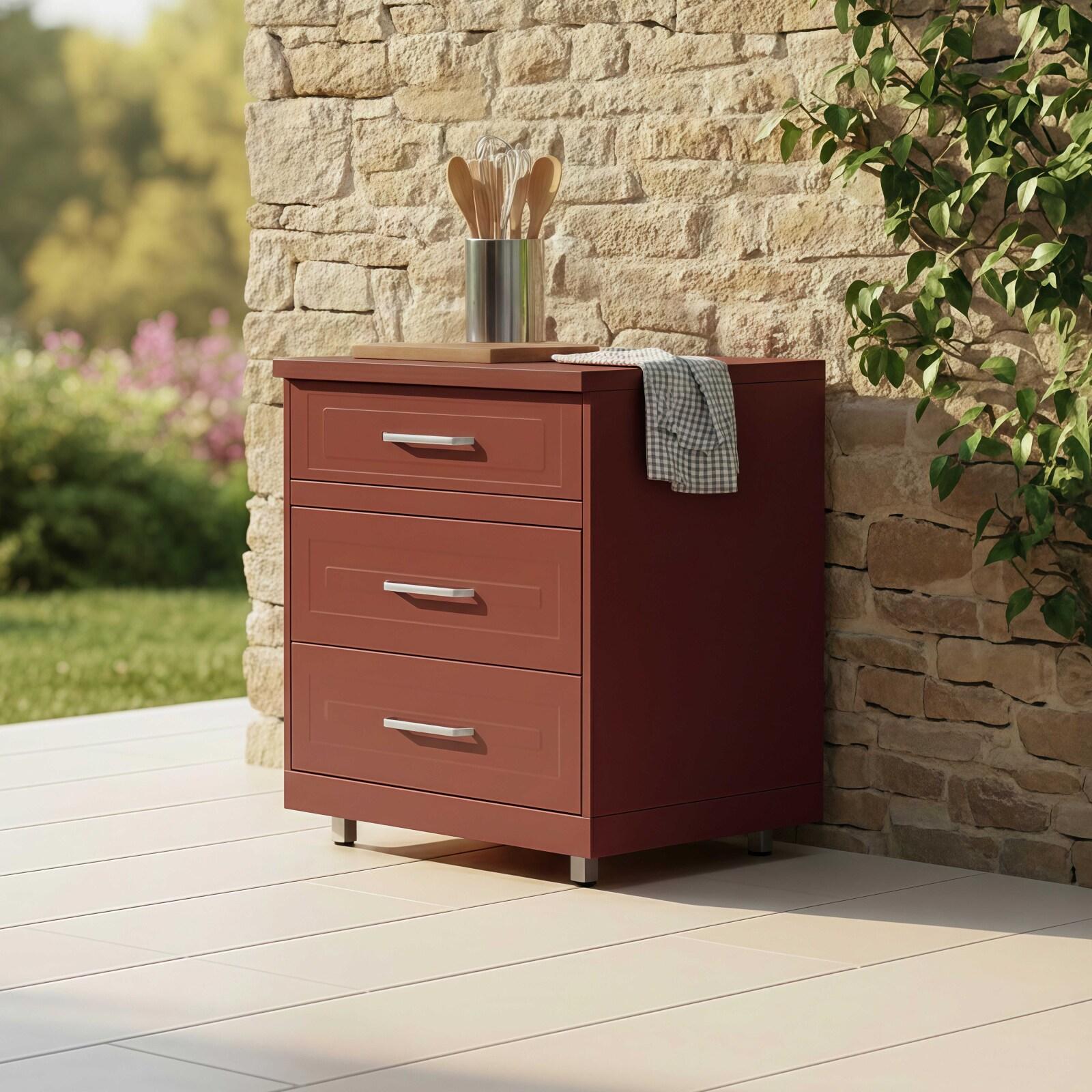 Modulo cucina da esterno con 3 cassetti portaoggetti