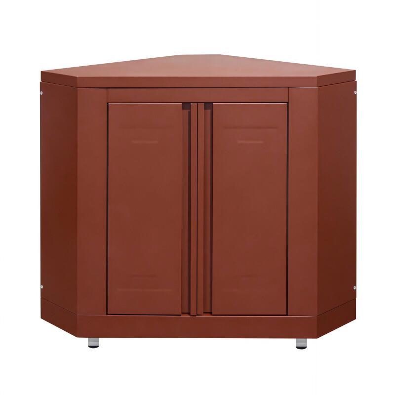 Modulo cucina da esterno angolare in acciaio con ripiani portaoggetti (4/6)