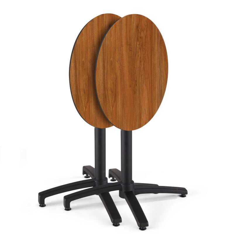 Tavolo da giardino bistrot rotondo reclinabile in alluminio nero e HPL per 4 persone Ø70 cm