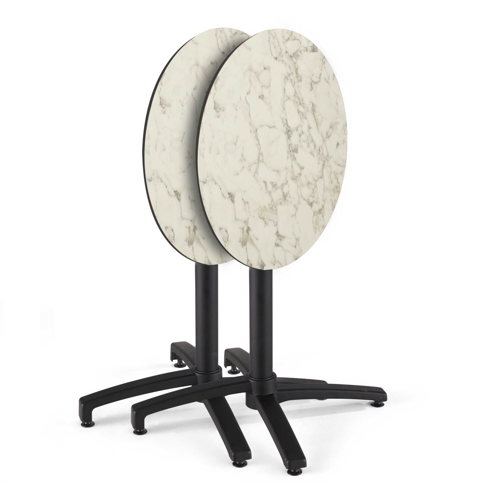 Tavolo da giardino bistrot rotondo reclinabile in alluminio nero e HPL per 4 persone Ø70 cm