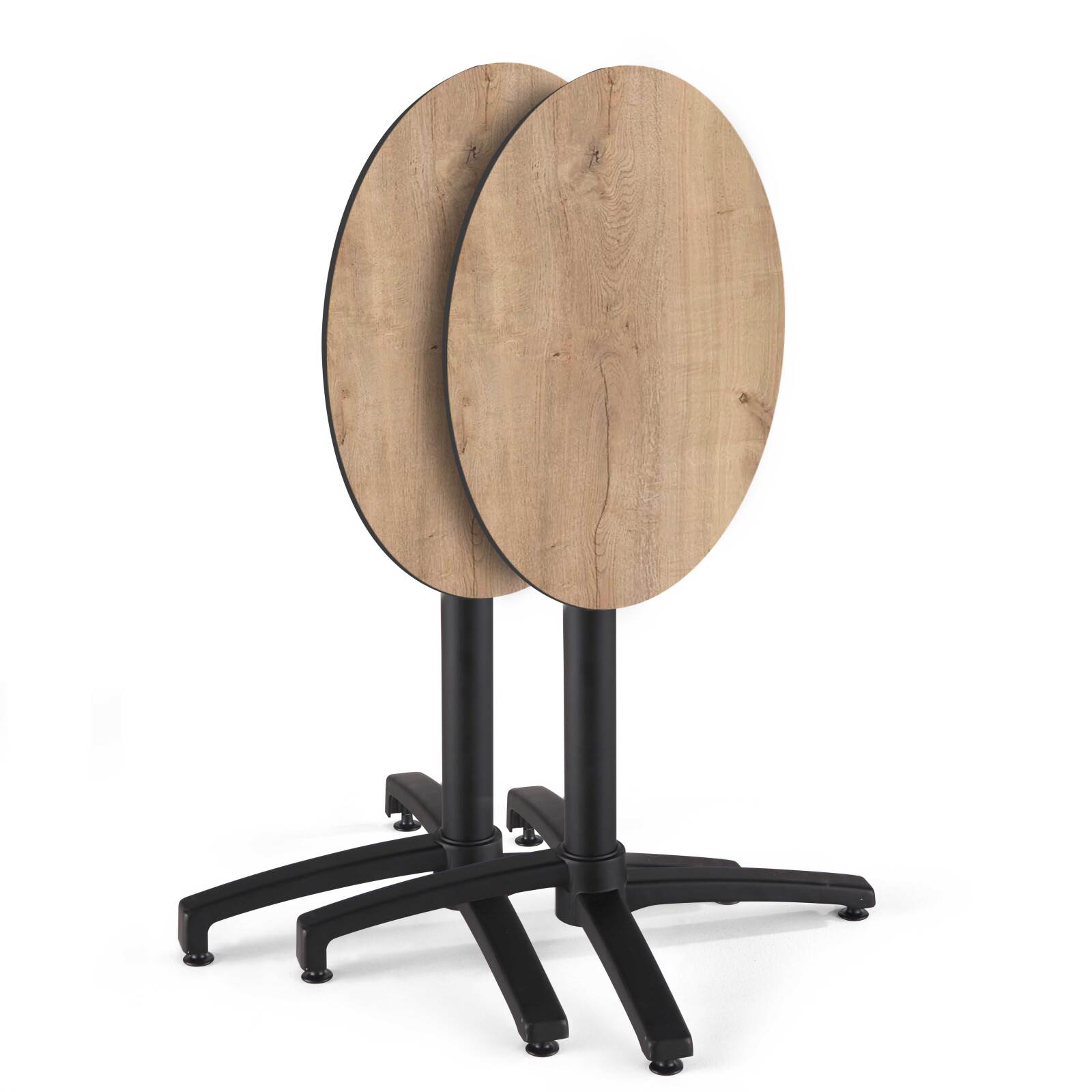 Tavolo da giardino bistrot rotondo reclinabile in alluminio nero e HPL per 4 persone Ø70 cm