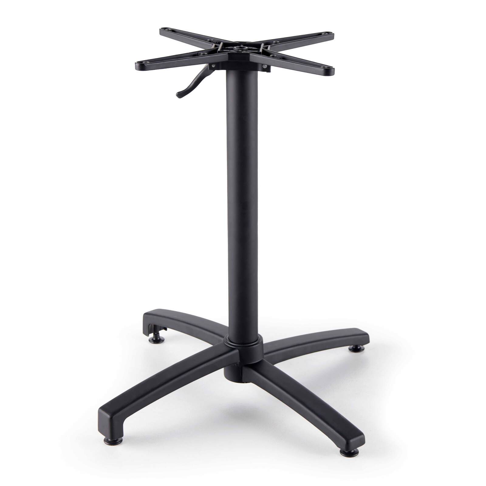Tavolo da giardino bistrot rotondo reclinabile in alluminio nero e HPL per 4 persone Ø70 cm