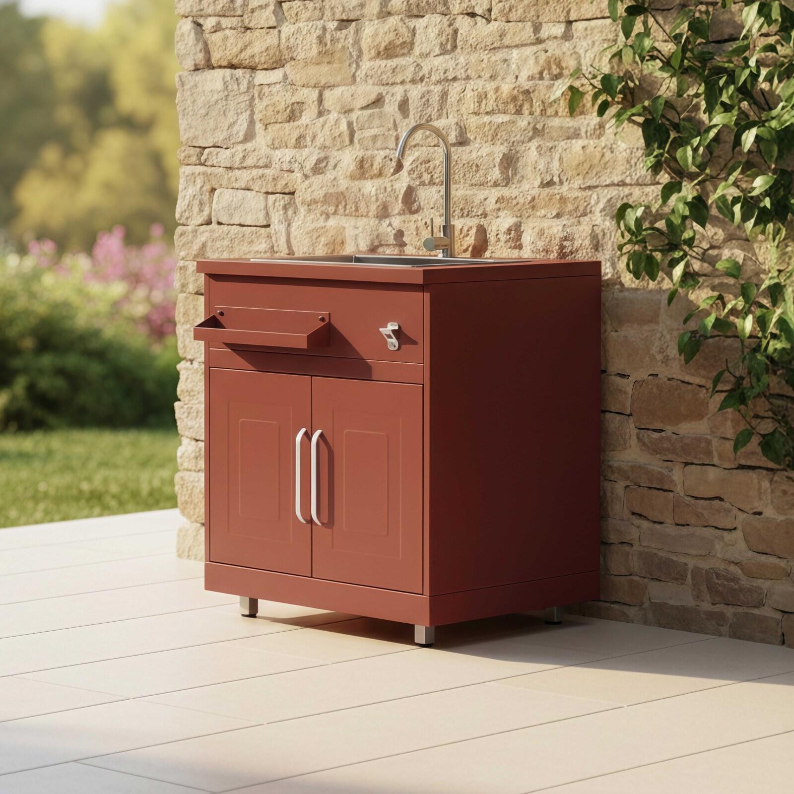 Cucina da esterno in metallo con lavatoio da esterno e spazio - 2 moduli