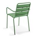 Tavolo da giardino rettangolare 120 x 70 cm e 4 sedie con braccioli in metallo