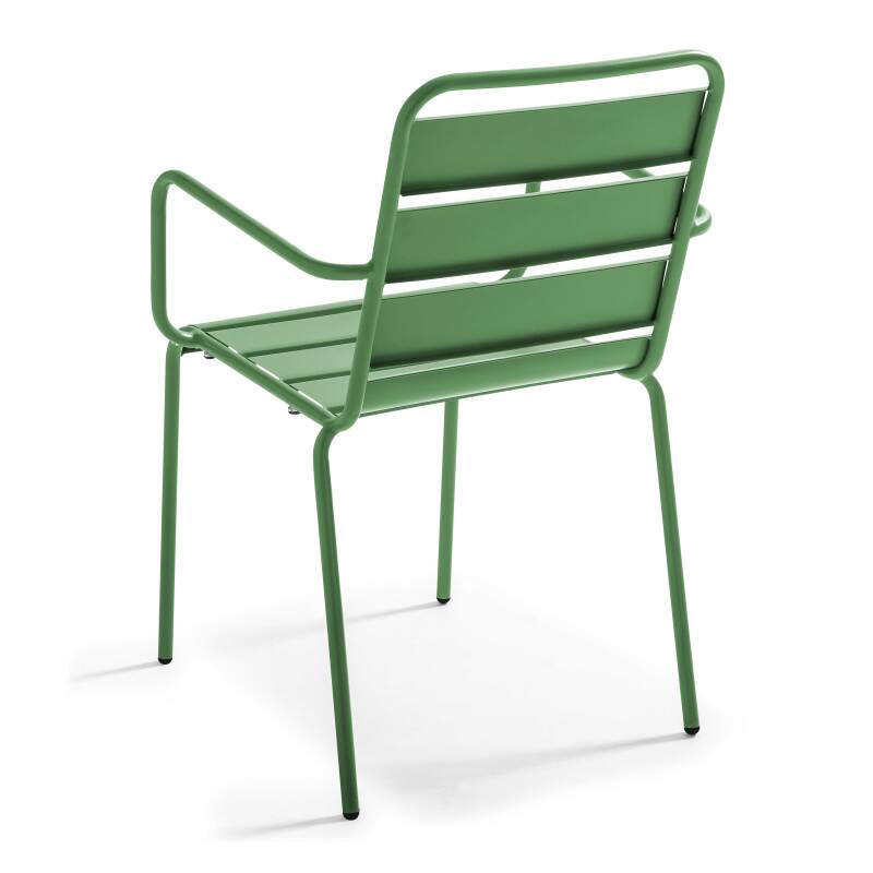 Tavolo da giardino rettangolare 120 x 70 cm e 4 sedie con braccioli in metallo (6/7)