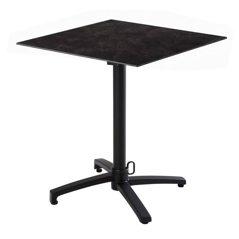 Tavolo da giardino bistrot quadrato reclinabile in alluminio nero per 4 persone 60x60 cm
