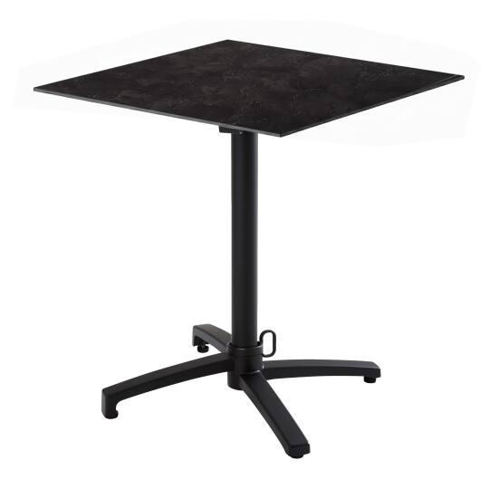 Tavolo da giardino bistrot quadrato reclinabile in alluminio nero per 4 persone 60x60 cm | Oviala