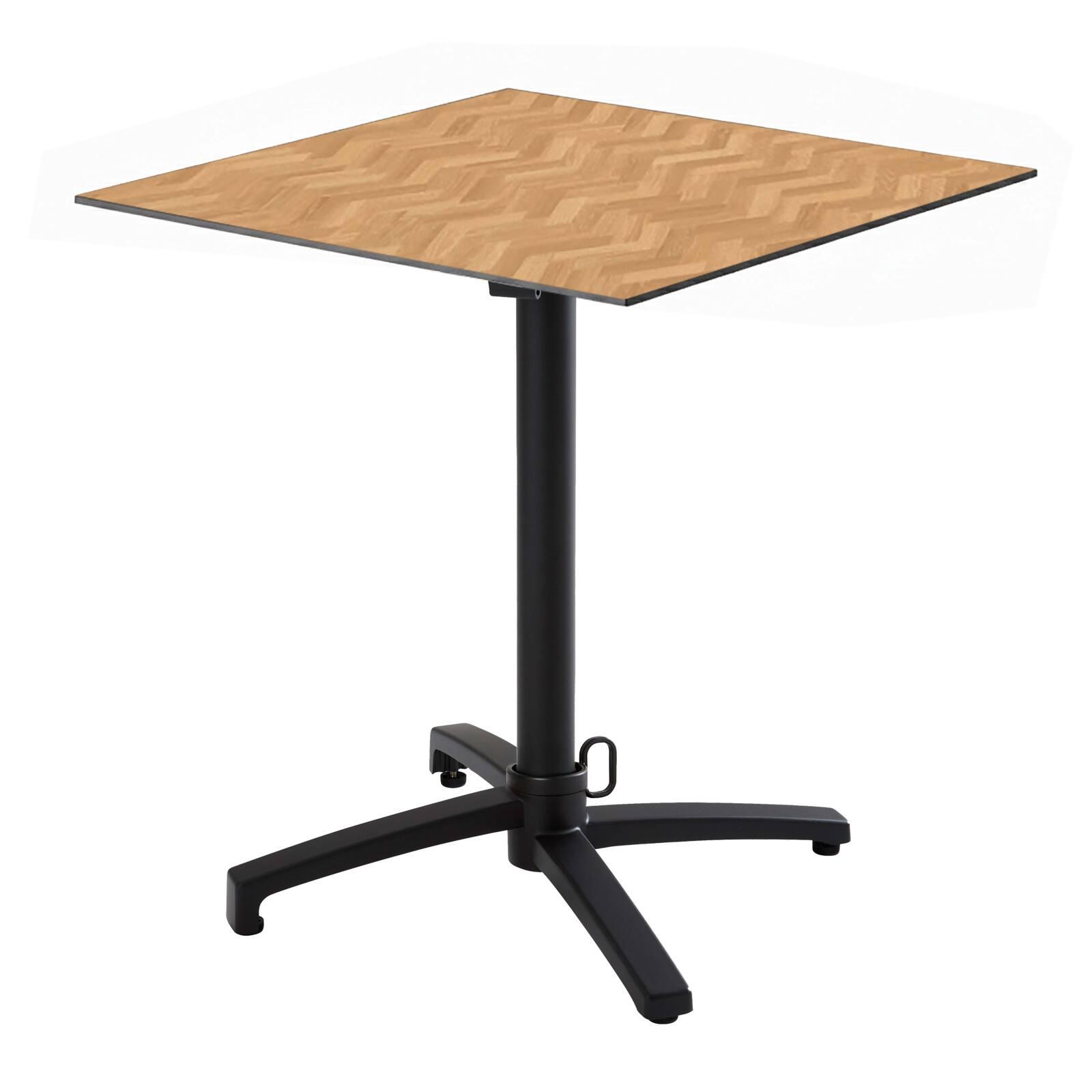 Tavolo da giardino bistrot quadrato reclinabile in alluminio nero per 4 persone 60x60 cm