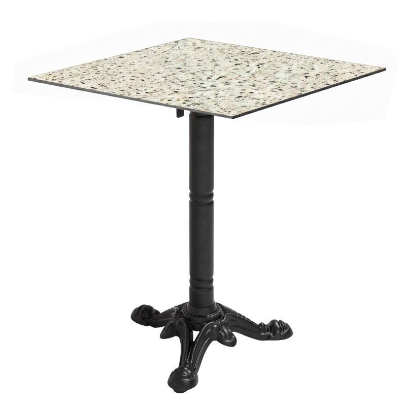 Tavolo da giardino bistrot quadrato reclinabile in metallo e alluminio nero per 4 persone 60x60 cm