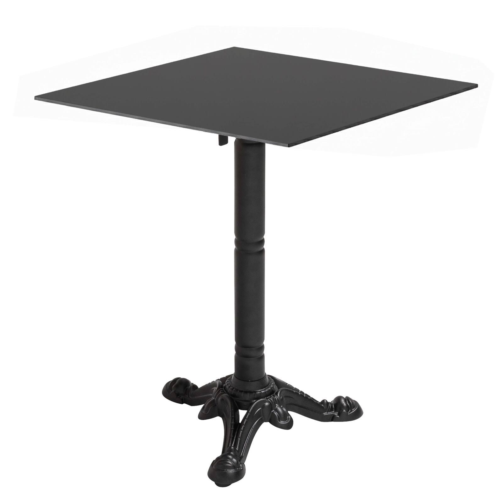 Tavolo da giardino bistrot quadrato reclinabile in metallo e alluminio nero per 4 persone 60x60 cm