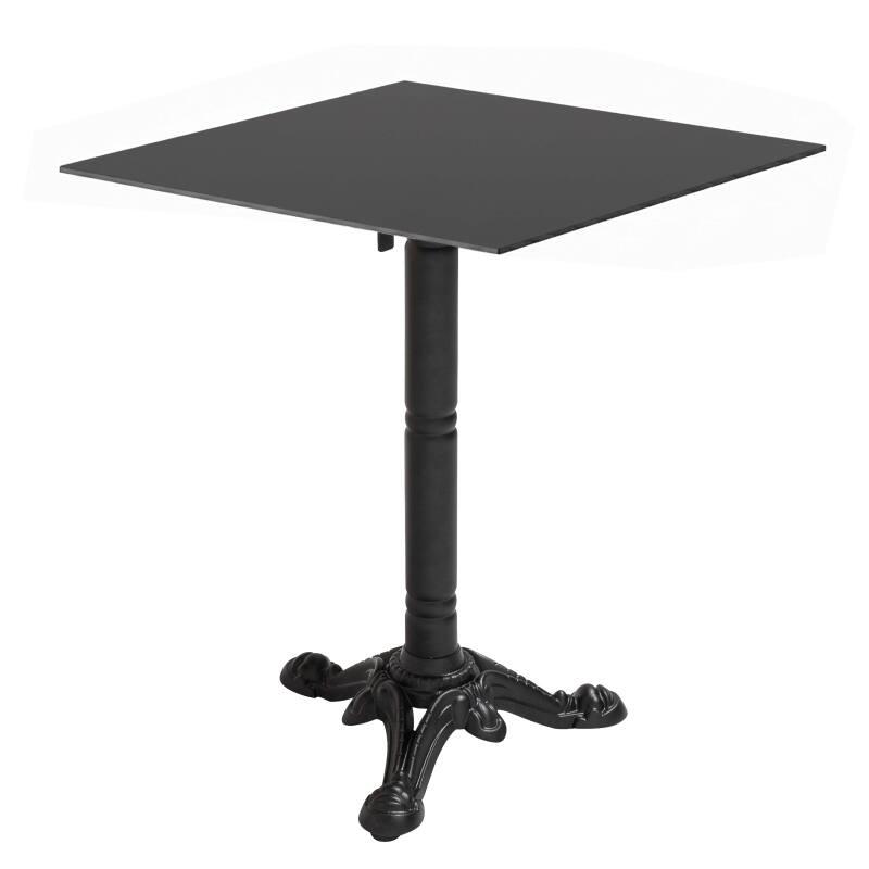 Tavolo da giardino bistrot quadrato reclinabile in metallo e alluminio nero per 4 persone 60x60 cm