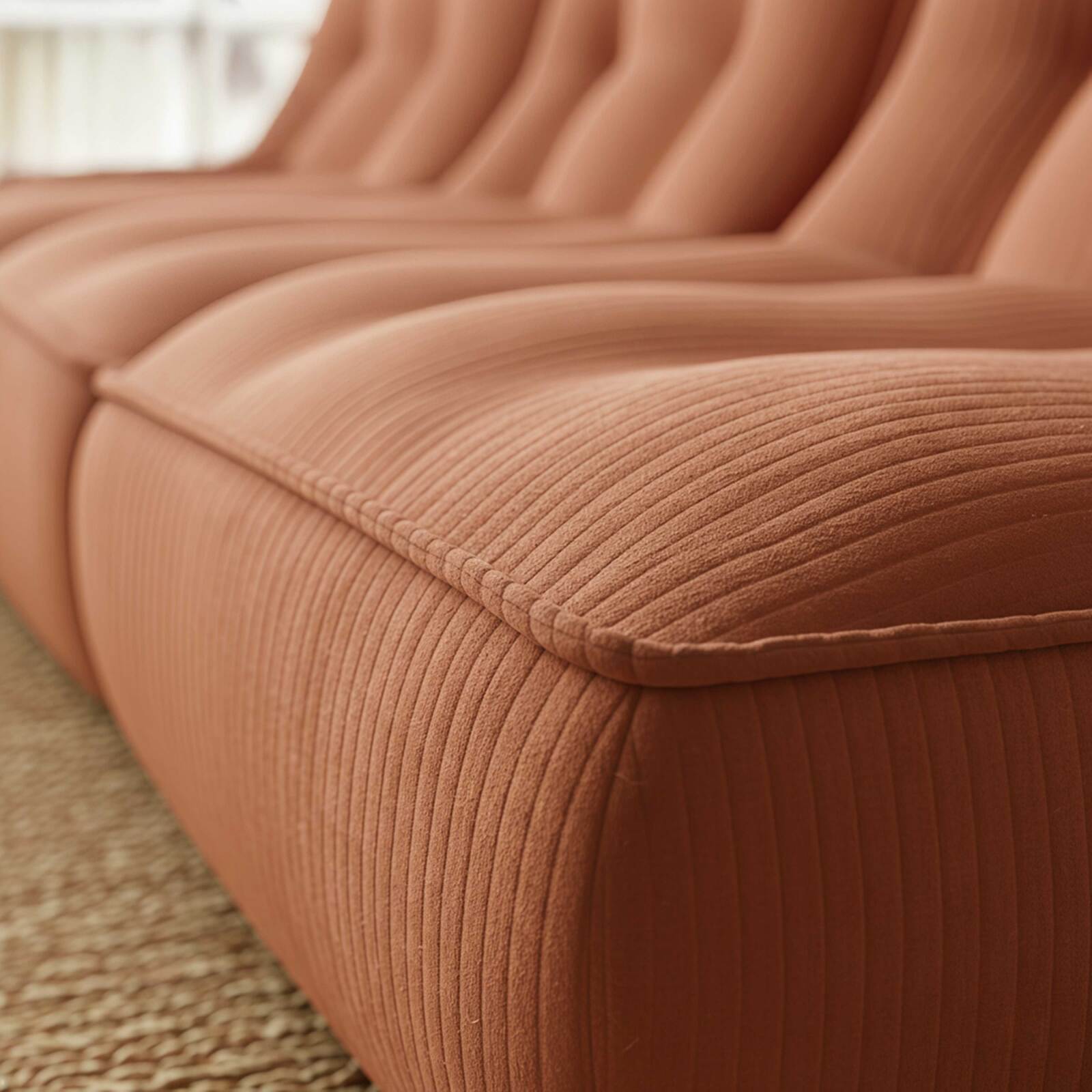 Divano modulare 3 posti in tessuto a coste