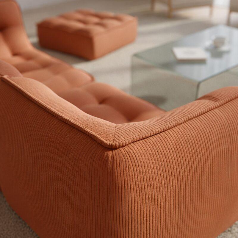 Divano modulare 3 posti in tessuto a coste con pouf (6/7)