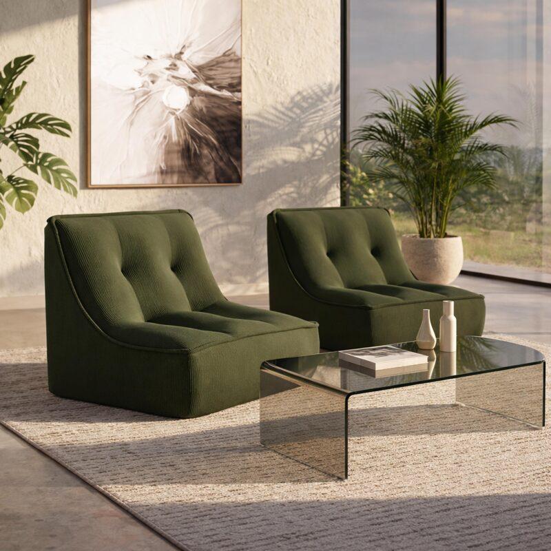 Poltrone modulare in tessuto a coste - Per 2 (2/8)