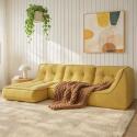 Divano modulare 3 posti in tessuto a coste con chaise longue