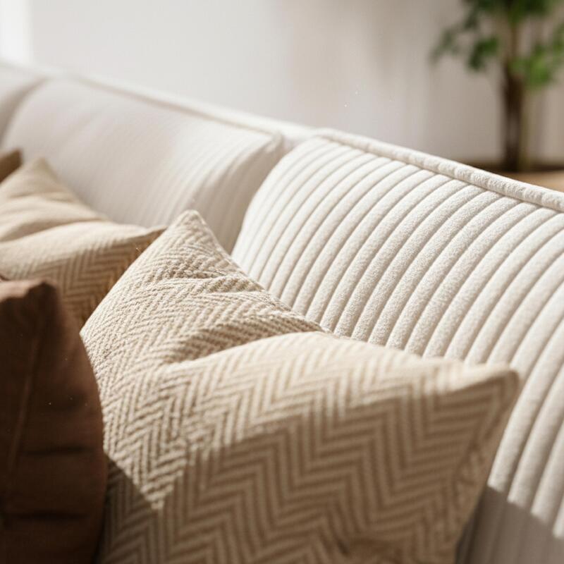 Divano modulare 4 posti in tessuto a coste con chaise longue (2/6)