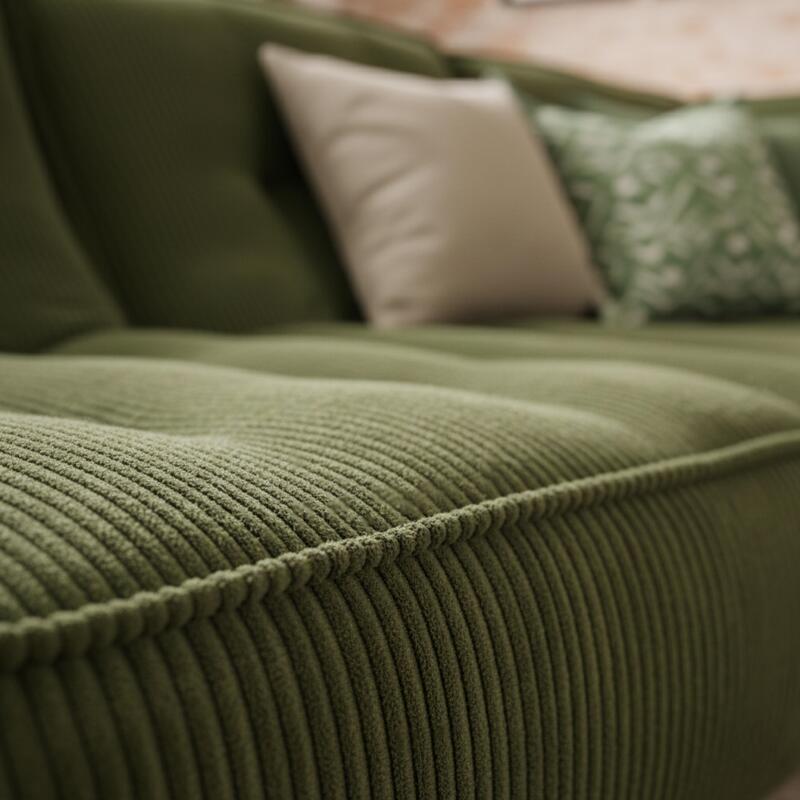 Divano modulare 4 posti in tessuto a coste con chaise longue (2/6)