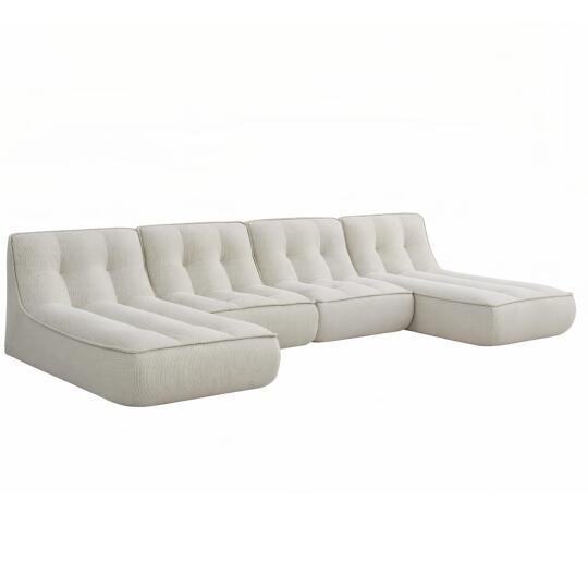 Poltrone modulari in velluto a coste con 2 chaise longue – Set da 4 | Oviala