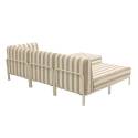 Divano modulare da esterno a righe 4 posti con 1 poltrona, 1 poltrona angolare, 1 chaise longue e 1 pouf