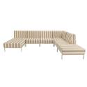 Divano modulare da esterno a righe 6 posti con 3 poltrone, 1 poltrona angolare, 1 chaise longue e 1 pouf