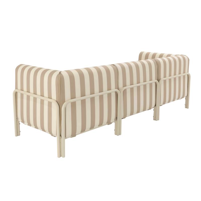 Divano modulare da esterno a righe 3 posti con 1 poltrona e 2 poltrone angolari (4/8)