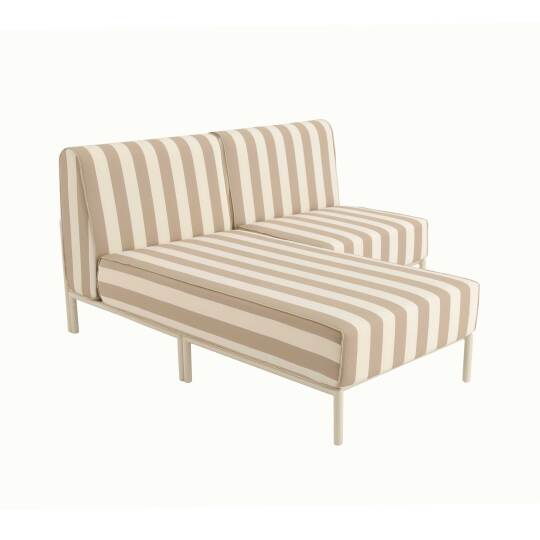 Divano modulare da esterno a righe 2 posti con 1 poltrona e 1 chaise longue