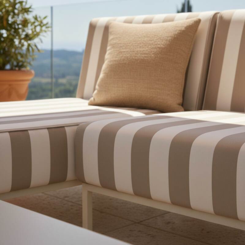 Divano modulare da esterno a righe 2 posti con 1 poltrona e 1 chaise longue (2/8)