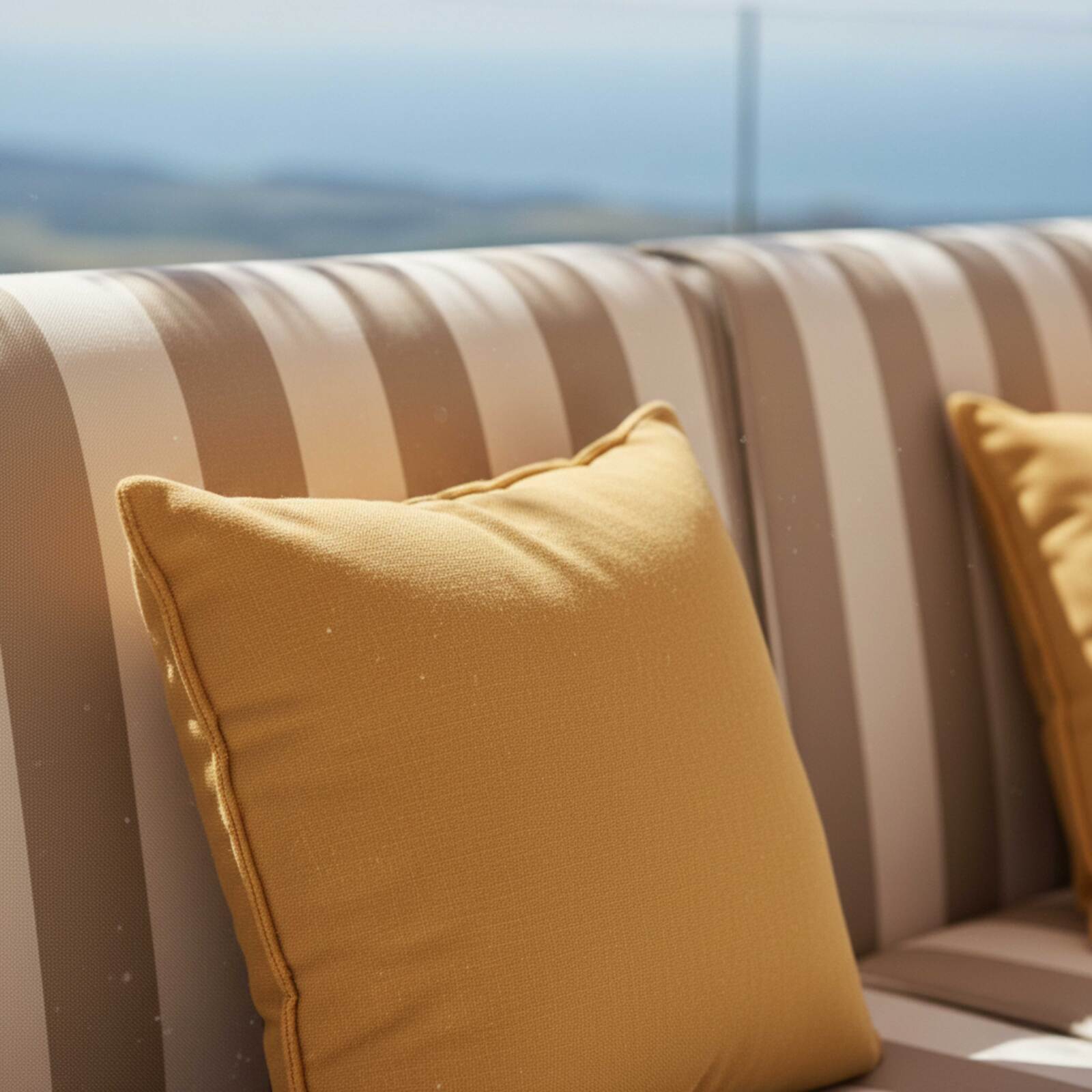 Divano modulare da esterno a righe 2 posti con 2 poltrone