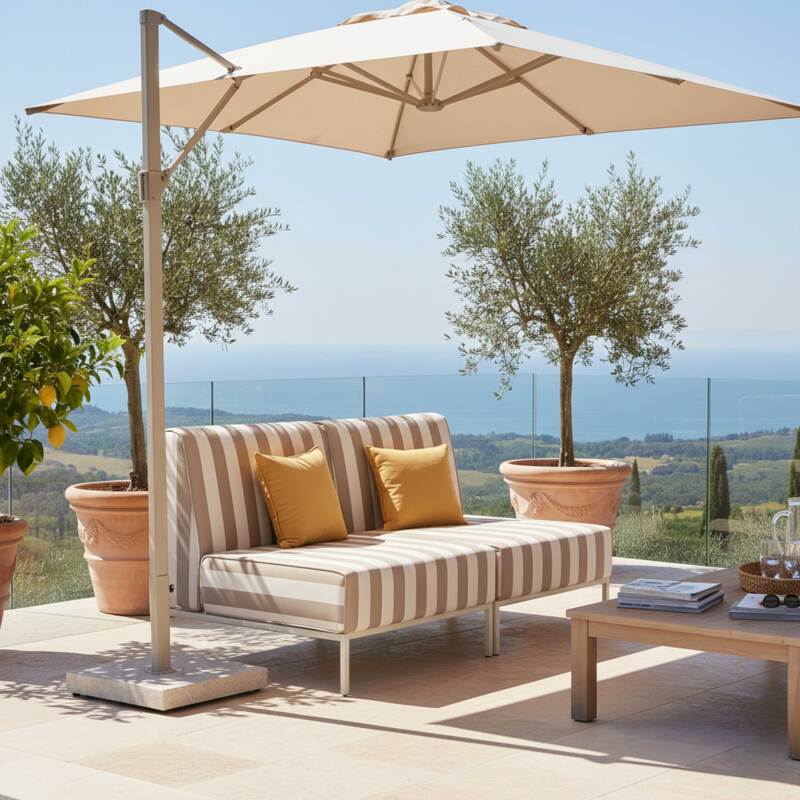 Divano modulare da esterno a righe 2 posti con 2 poltrone (7/8)