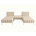 Divano modulare da esterno a righe 2 posti con 2 chaise longue e 1 pouf