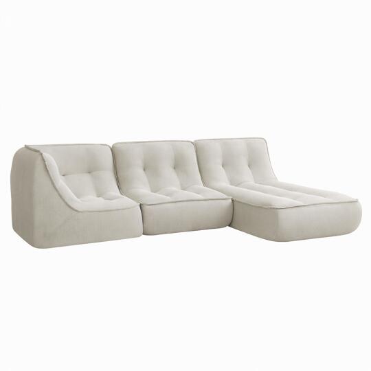 Poltrone modulari in velluto a coste con chaise longue – Set da 3 | Oviala
