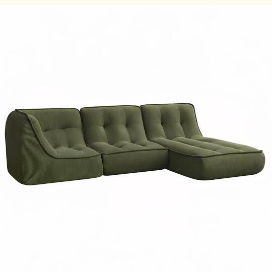Poltrone modulari in velluto a coste con chaise longue – Set da 3 | Oviala