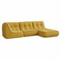 Divano modulare 3 posti in tessuto a coste con chaise longue
