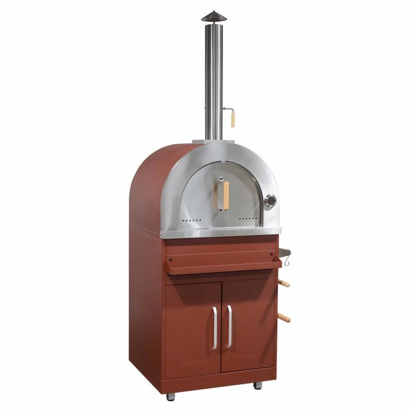 Cucina da esterno in metallo ad angolo con lavatoio da esterno, forno a legna, fornello a gas, barbecue e spazio - 7 moduli (2/9)