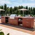 Cucina da esterno in metallo con lavatoio da esterno, barbecue e spazio - 5 moduli
