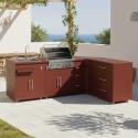 Cucina da esterno in metallo ad angolo con lavatoio da esterno, barbecue e spazio - 4 moduli