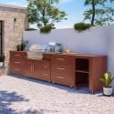 Cucina da esterno in metallo con barbecue e spazio - 4 moduli - Lifestyle
