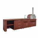 Cucina da esterno in metallo con lavatoio da esterno, forno a legna e spazio - 4 moduli