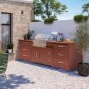 Cucina da esterno in metallo con barbecue e spazio - 3 moduli - Lifestyle