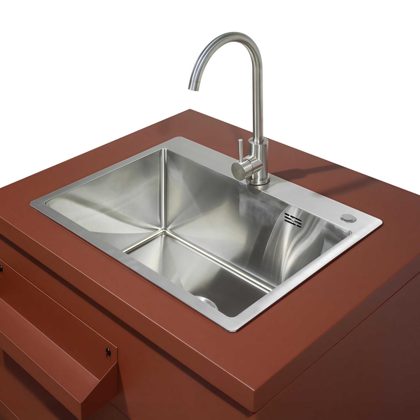 Cucina da esterno in metallo con lavatoio da esterno e spazio - 3 moduli