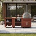 Cucina da esterno in metallo con forno a legna e spazio - 3 moduli - Lifestyle
