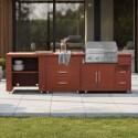 Cucina da esterno in metallo con barbecue e spazio - 3 moduli - Lifestyle