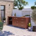 Cucina da esterno in metallo con fornello a gas e spazio - 3 moduli - Lifestyle