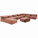 Divano modulare da esterno 7 posti con 5 poltrone, 1 poltrona angolare, 1 chaise longue e 1 pouf