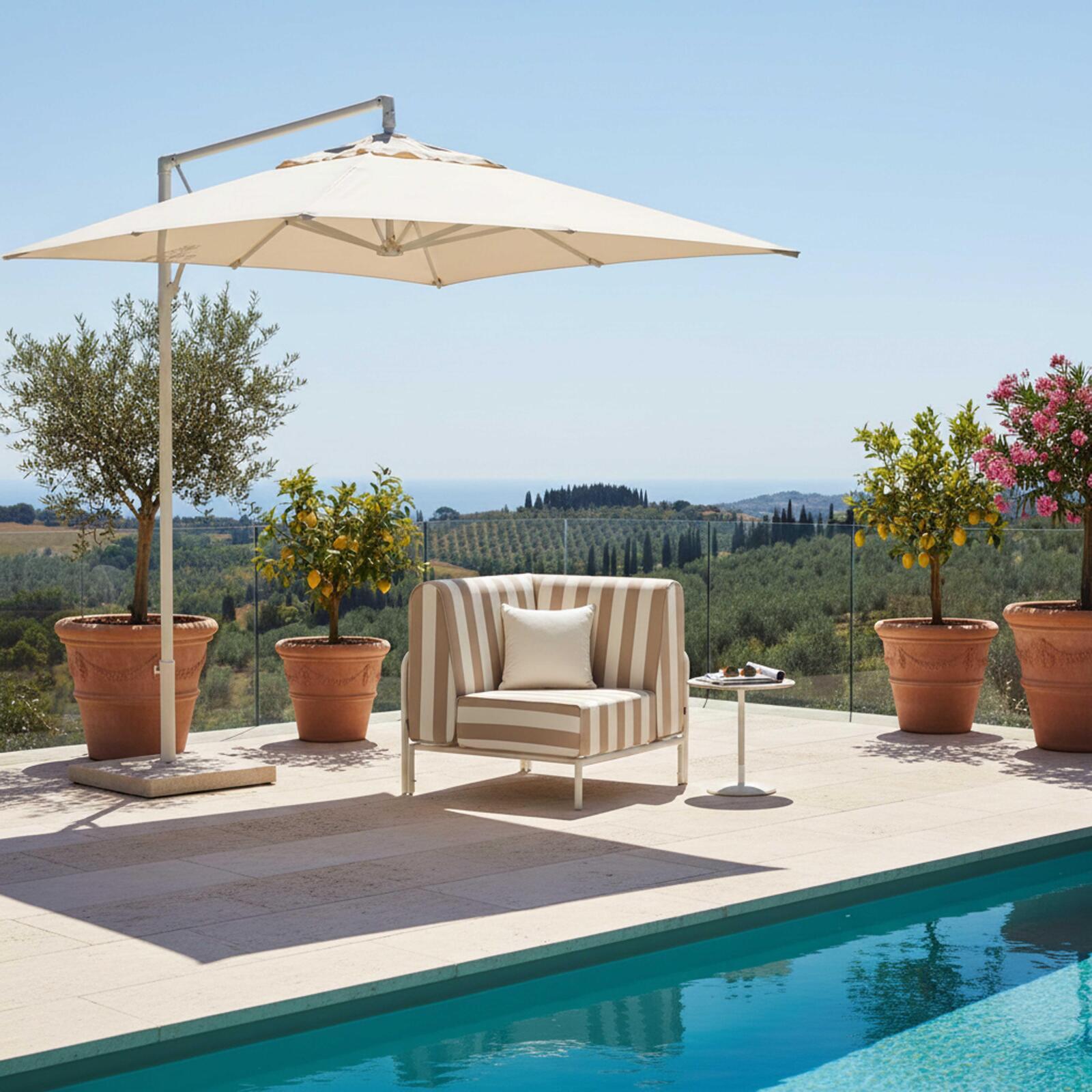 Poltrona angolare a righe per divano modulare da esterno